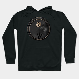 Shadowy Ixia Maculata Botanical on Black and Gold Hoodie